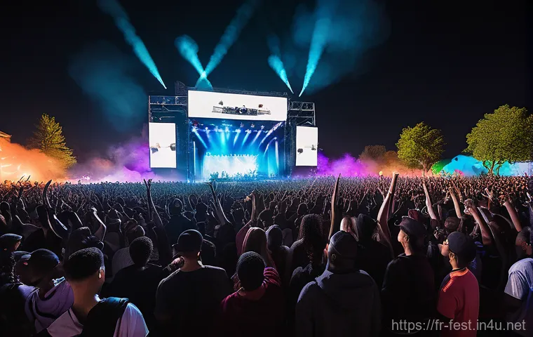 힙합 페스티벌 공연 - Image Prompt 1: The Electric Pulse of the Main Stage**