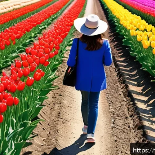 튤립 페스티벌 일정 - A vibrant spring landscape featuring expansive tulip fields in the Loire Valley, France, under a bri...